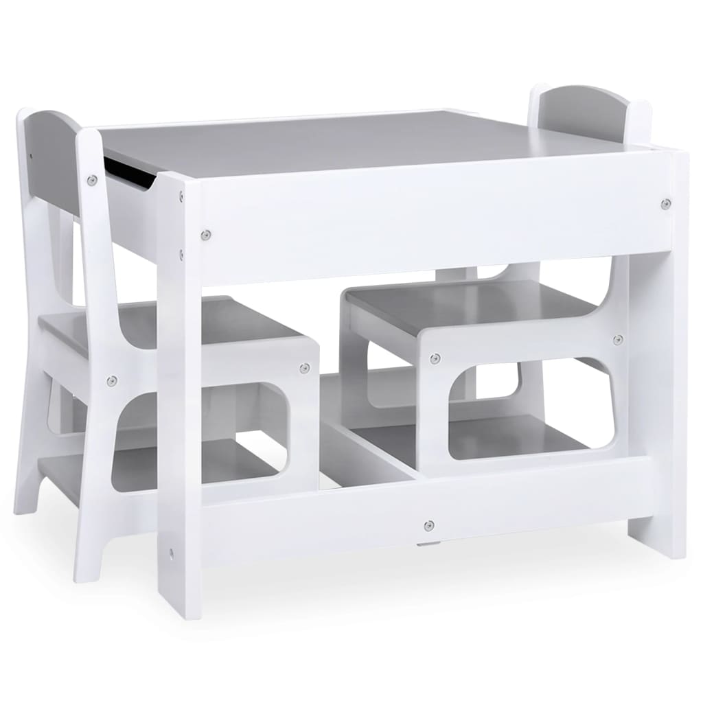 Kindertafel met 2 stoelen MDF wit