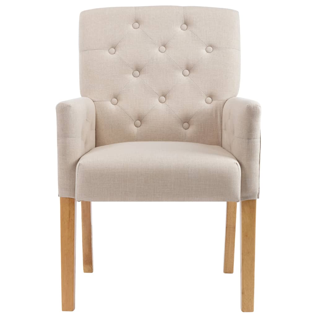 Eetkamerstoelen 2 st met armleuningen stof beige