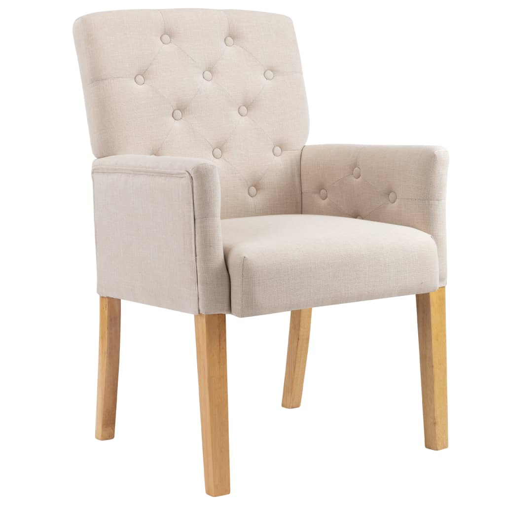 Eetkamerstoelen 2 st met armleuningen stof beige