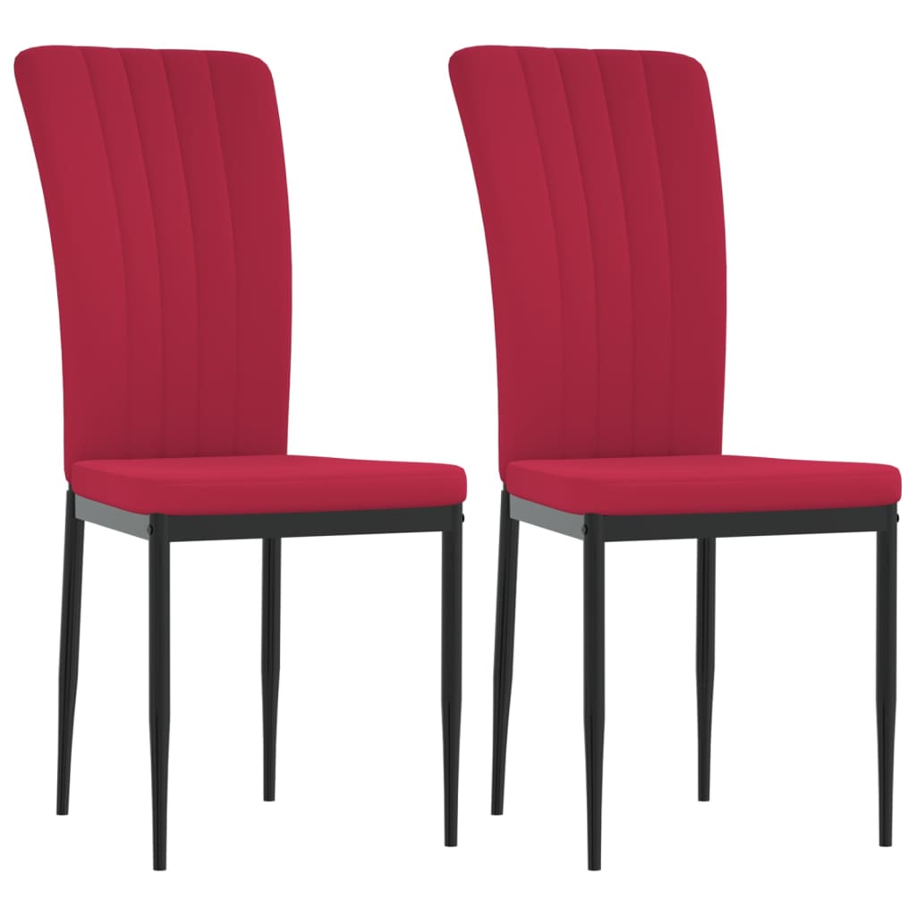 Eetkamerstoelen 2 st fluweel wijnrood