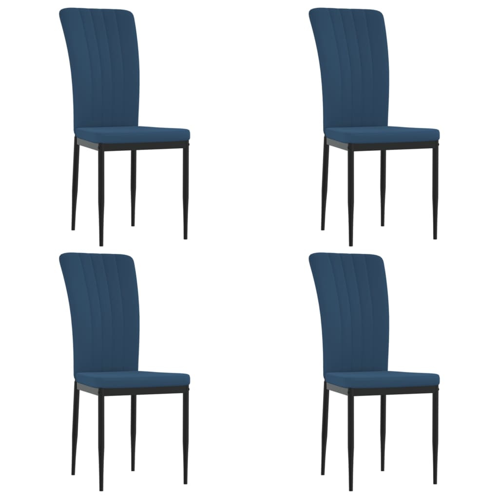 Eetkamerstoelen 4 st fluweel blauw