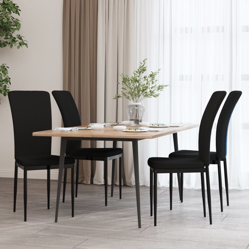 Eetkamerstoelen 4 st fluweel zwart