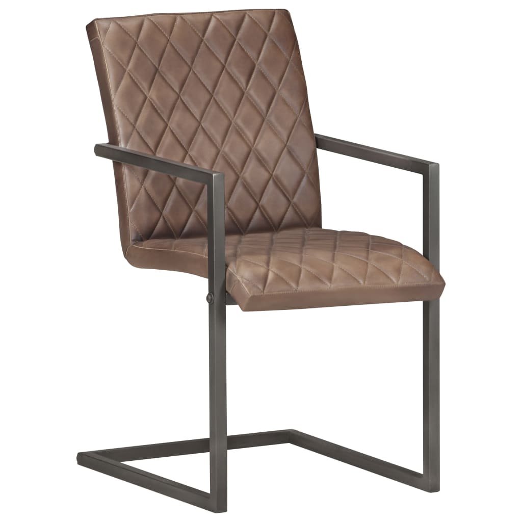Eetkamerstoelen 4 st echt leer bruin