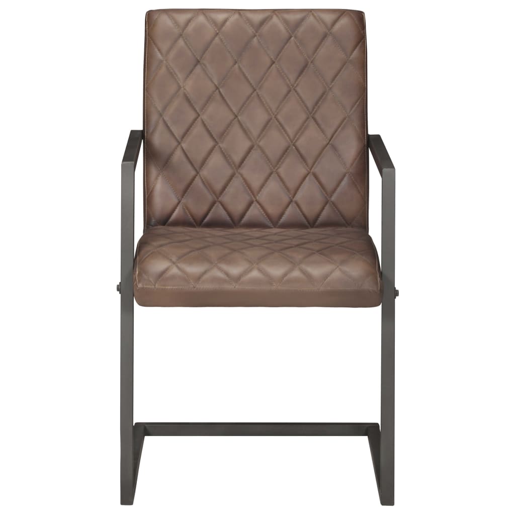 Eetkamerstoelen 4 st echt leer bruin