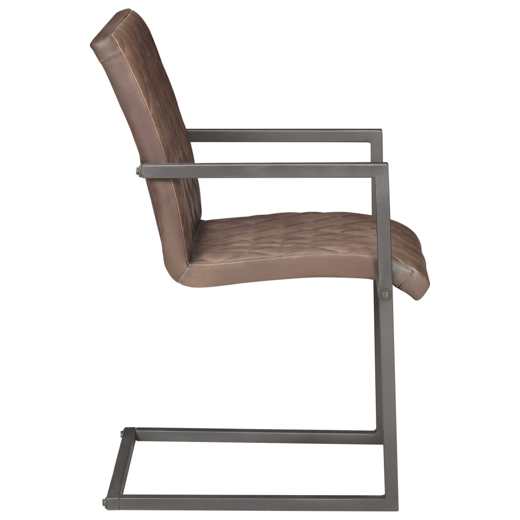 Eetkamerstoelen 4 st echt leer bruin