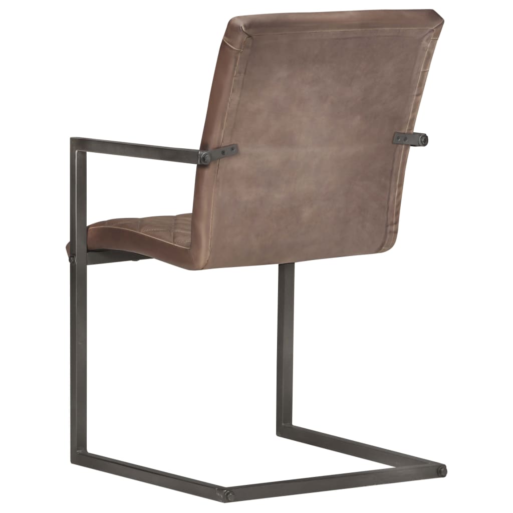 Eetkamerstoelen 4 st echt leer bruin