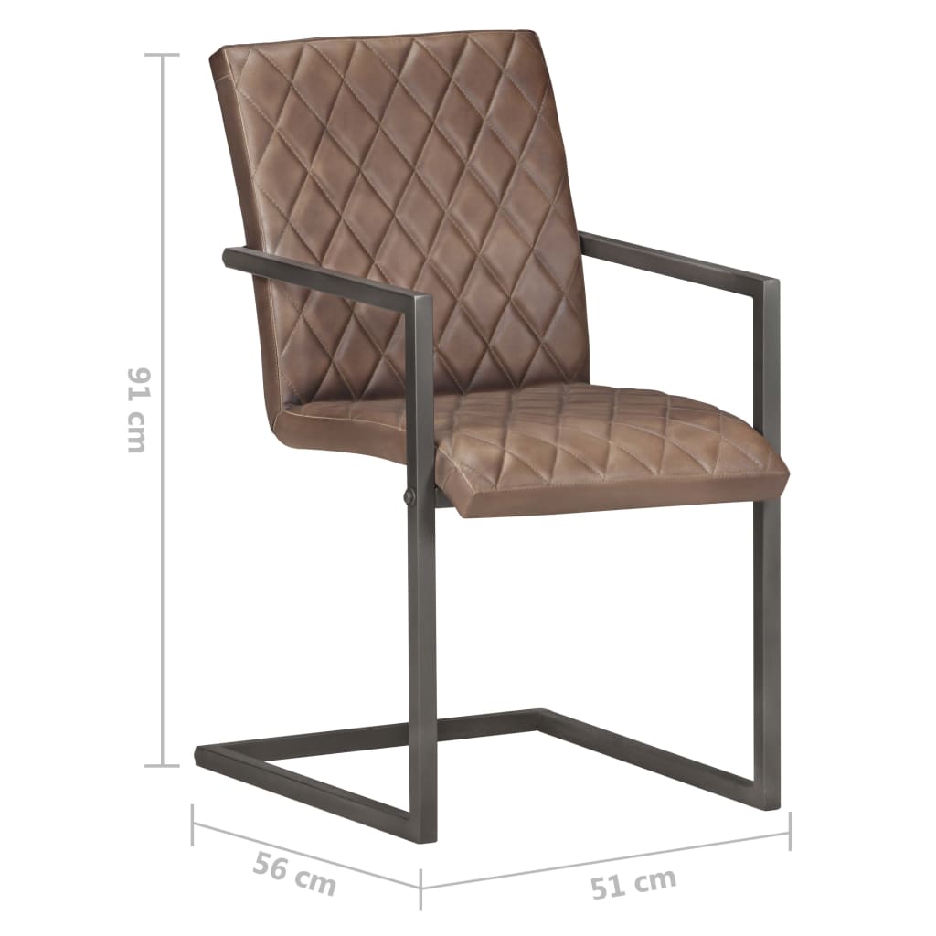Eetkamerstoelen 4 st echt leer bruin