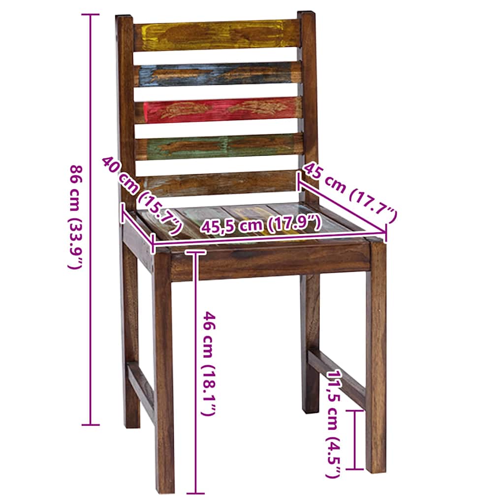 Eetkamerstoelen 2 st massief gerecycled hout