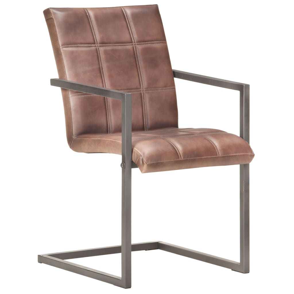 Eetkamerstoelen 4 st echt leer verweerd bruin