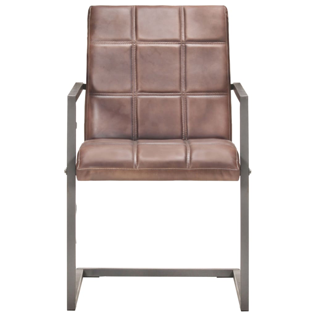 Eetkamerstoelen 4 st echt leer verweerd bruin