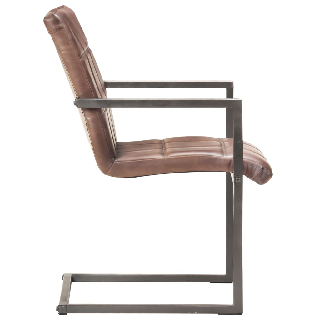 Eetkamerstoelen 4 st echt leer verweerd bruin