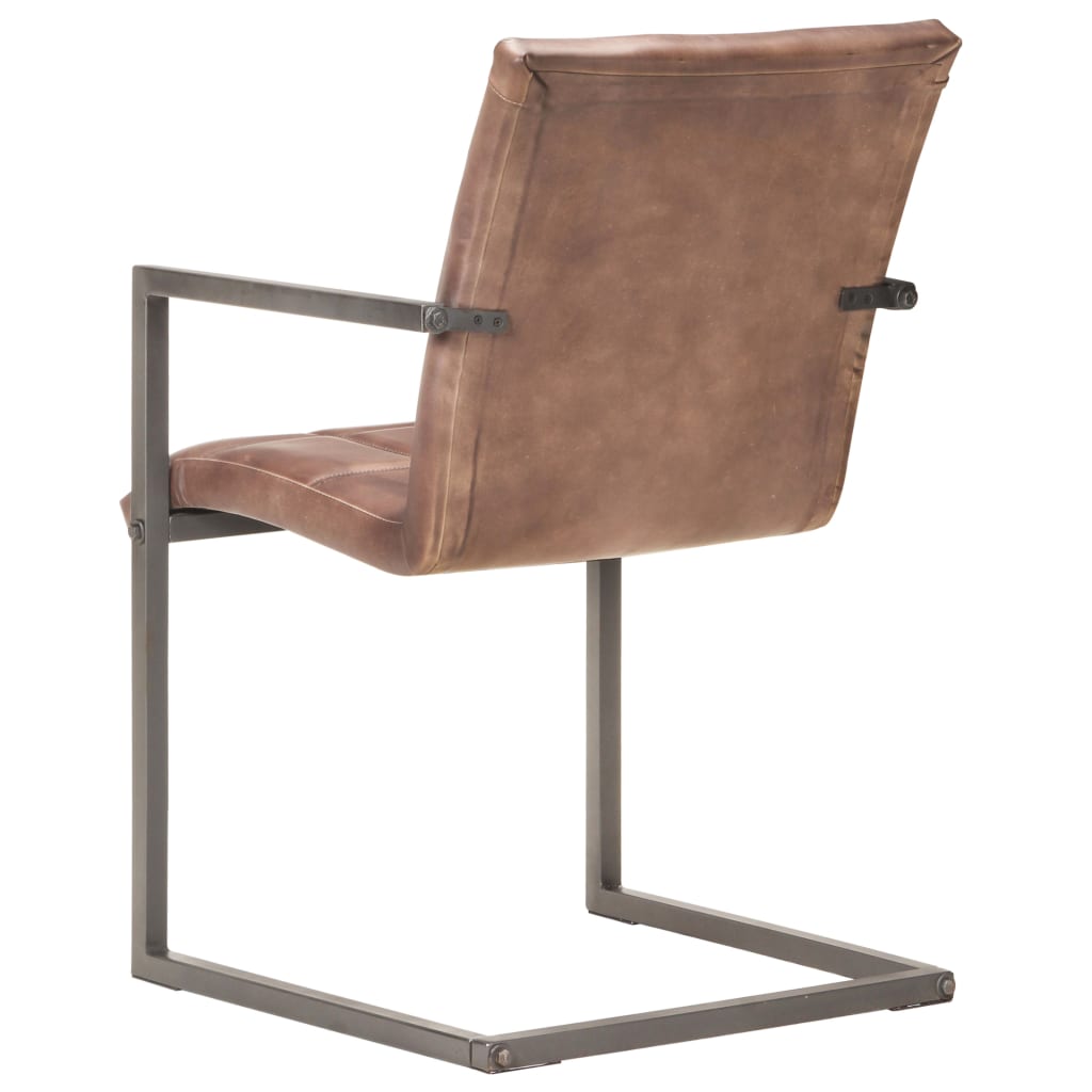 Eetkamerstoelen 4 st echt leer verweerd bruin
