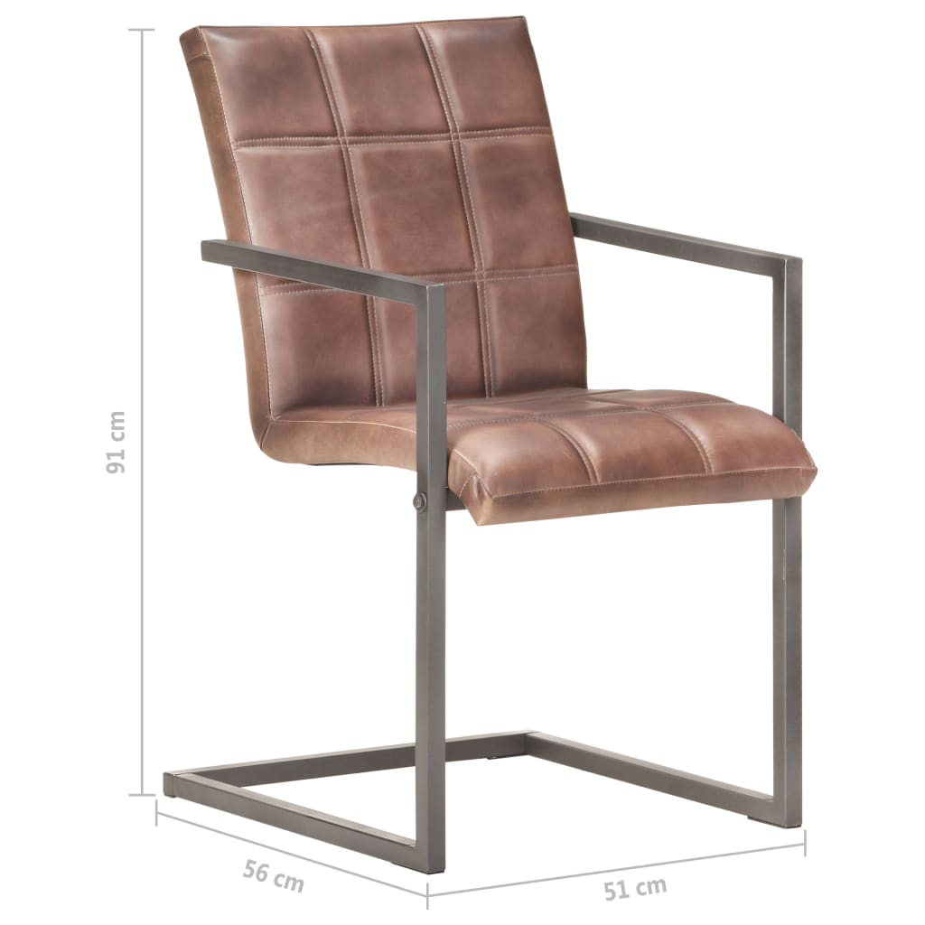 Eetkamerstoelen 4 st echt leer verweerd bruin