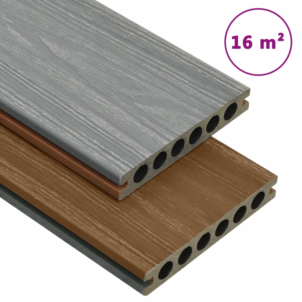 Terrasplanken met accessoires 16 m² 2,2 m HKC bruin en grijs