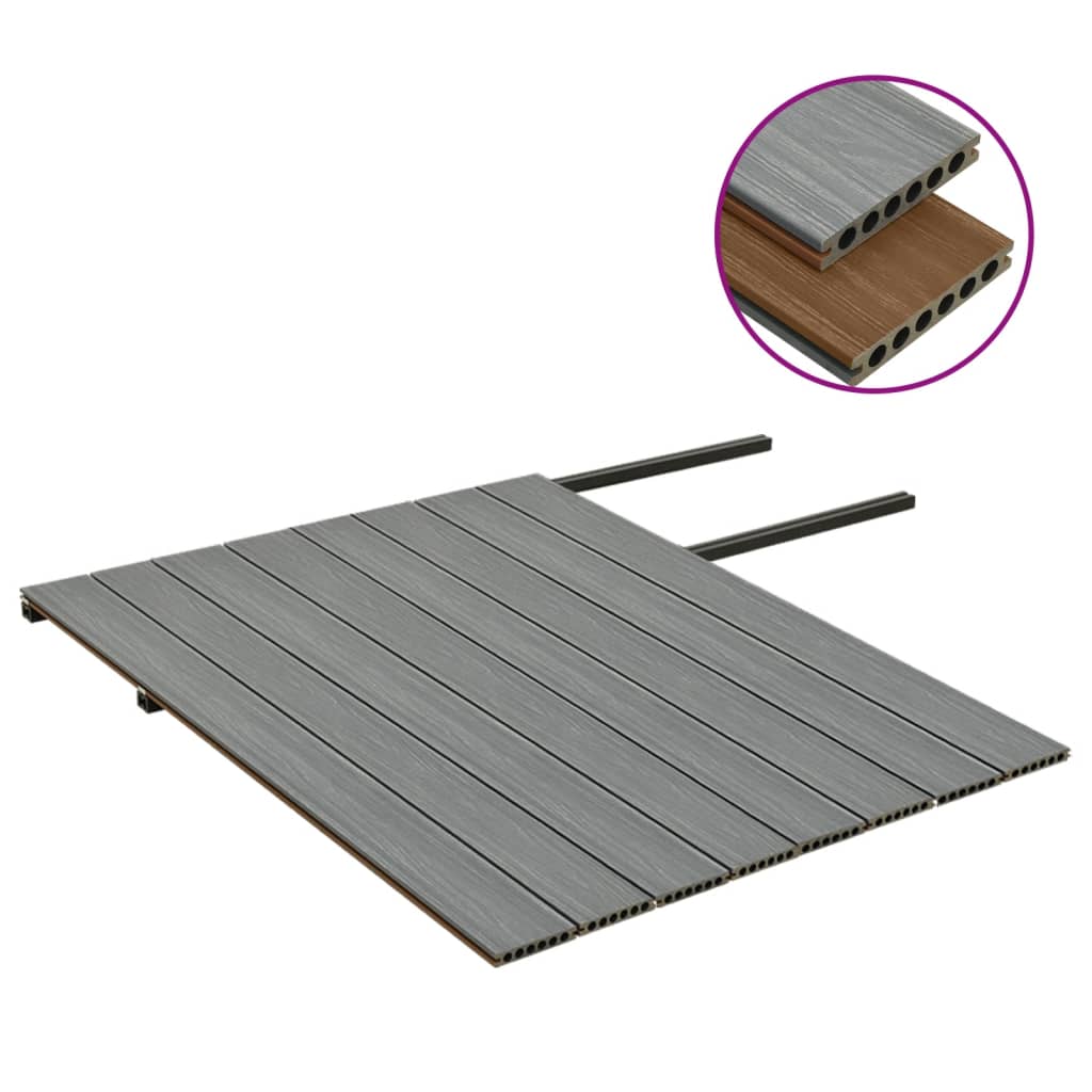 Terrasplanken met accessoires 16 m² 2,2 m HKC bruin en grijs