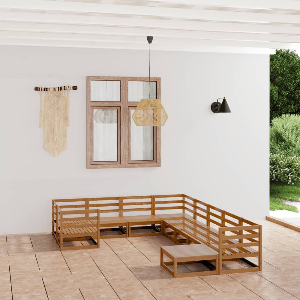 10-delige Loungeset massief grenenhout