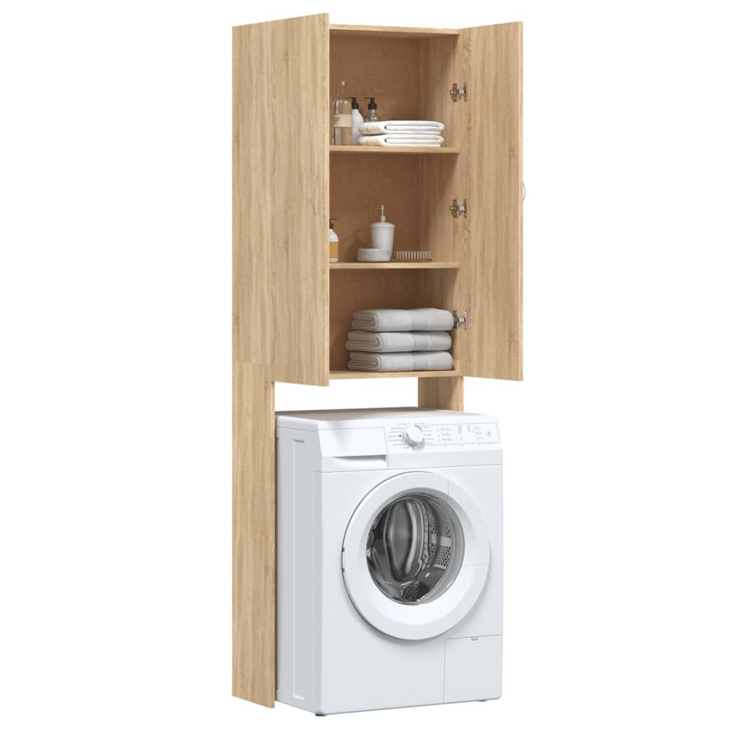 Wasmachinekast 64x25,5x190 cm sonoma eikenkleurig