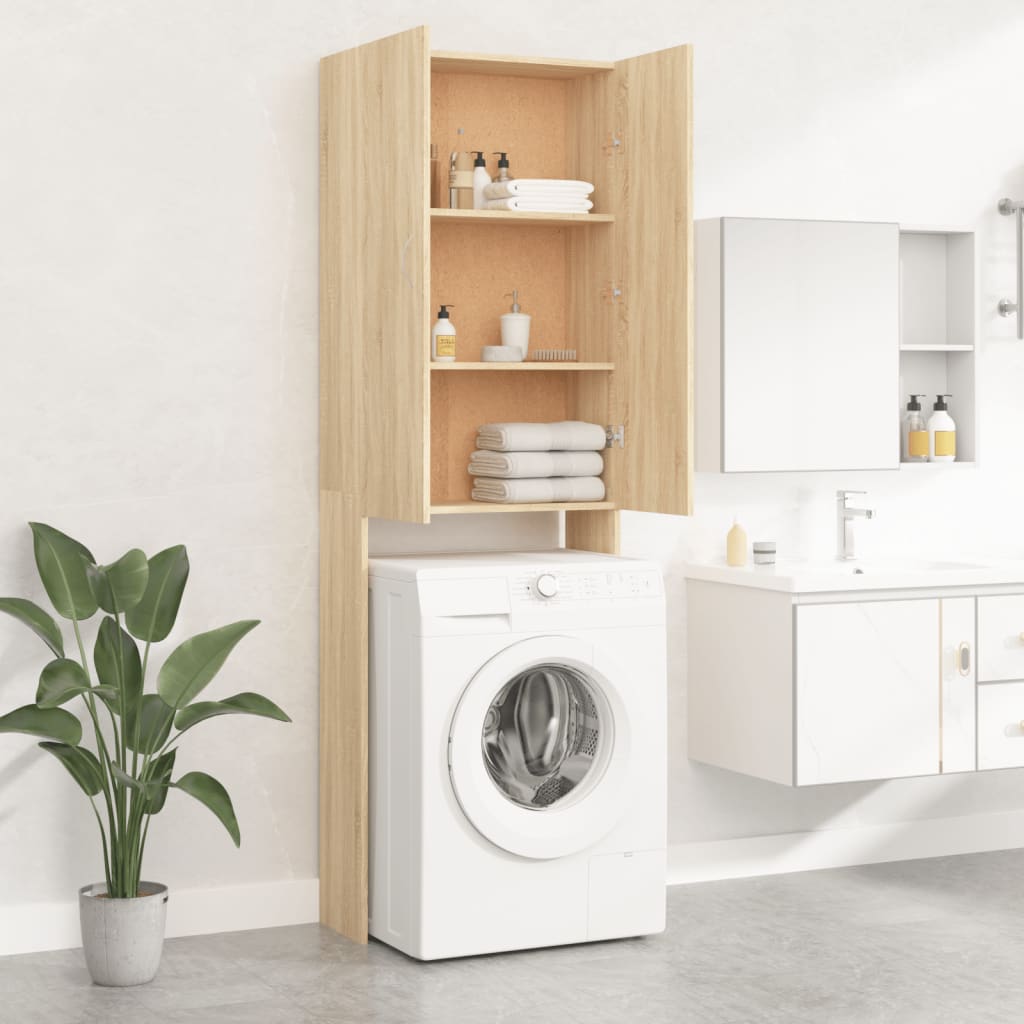 Wasmachinekast 64x25,5x190 cm sonoma eikenkleurig