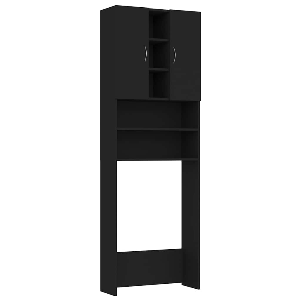 Wasmachinekast 64x25,5x190 cm zwart