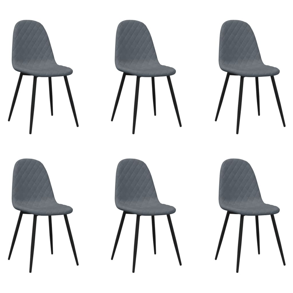 Eetkamerstoelen 6 st fluweel donkergrijs