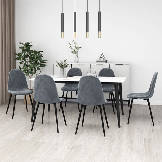 Eetkamerstoelen 6 st fluweel donkergrijs