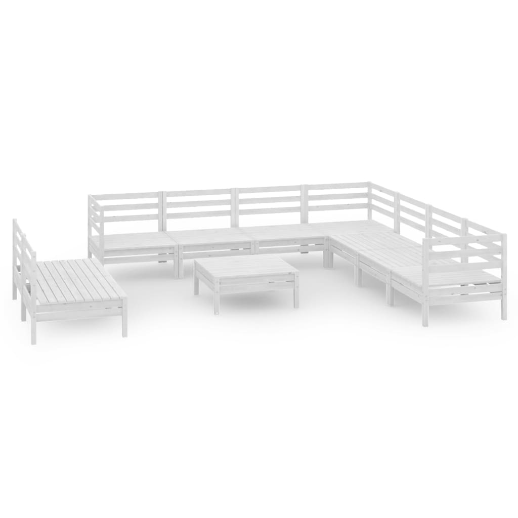 10-delige Loungeset massief grenenhout wit