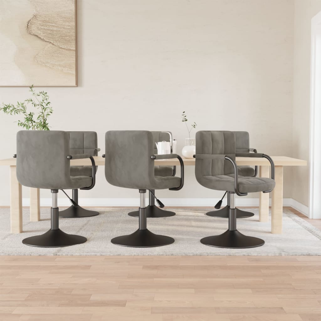 Eetkamerstoelen draaibaar 6 st fluweel lichtgrijs