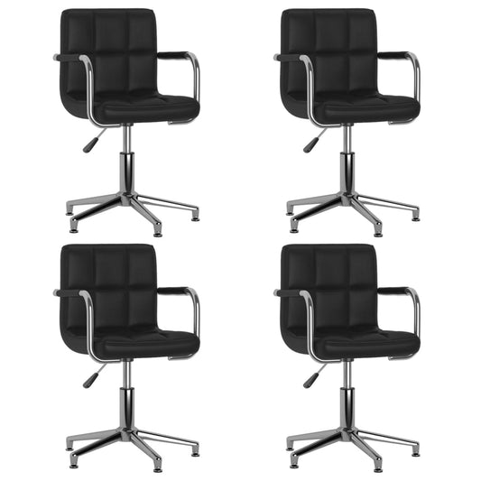 Eetkamerstoelen draaibaar 4 st kunstleer zwart