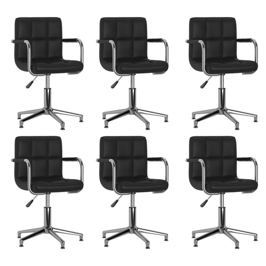 Eetkamerstoelen draaibaar 6 st kunstleer zwart