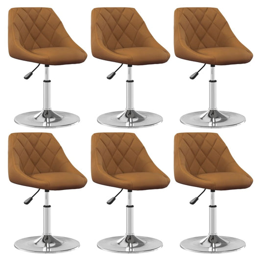 Eetkamerstoelen draaibaar 6 st fluweel bruin