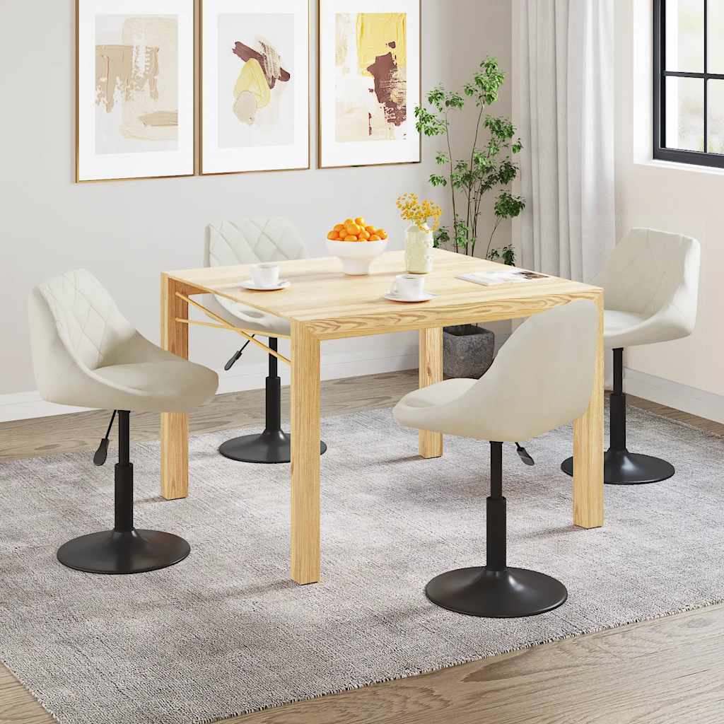 Eetkamerstoelen draaibaar 4 st fluweel crèmekleurig