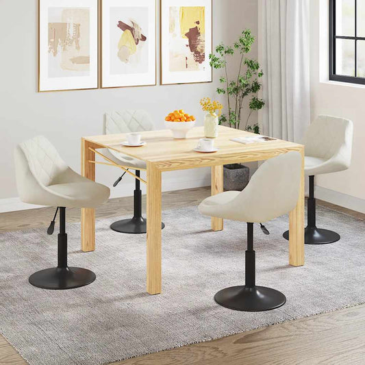 Eetkamerstoelen draaibaar 4 st fluweel crèmekleurig