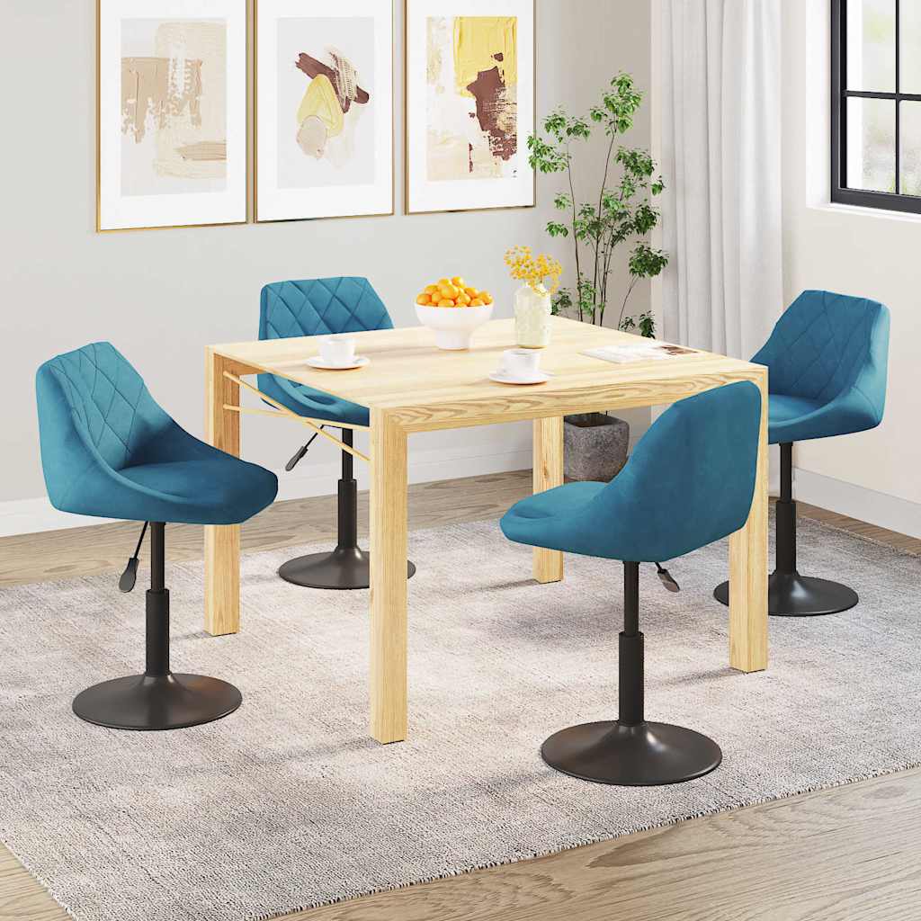 Eetkamerstoelen draaibaar 4 st fluweel blauw