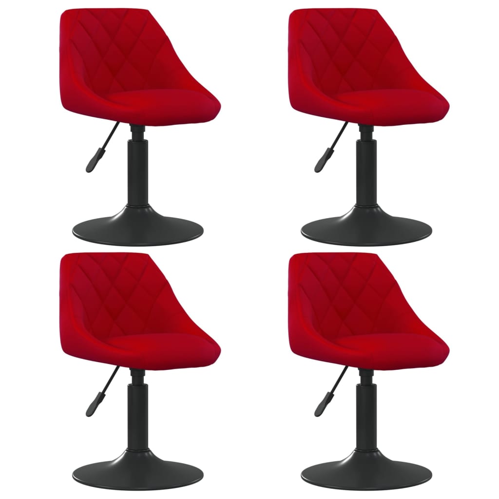 Eetkamerstoelen draaibaar 4 st fluweel wijnrood