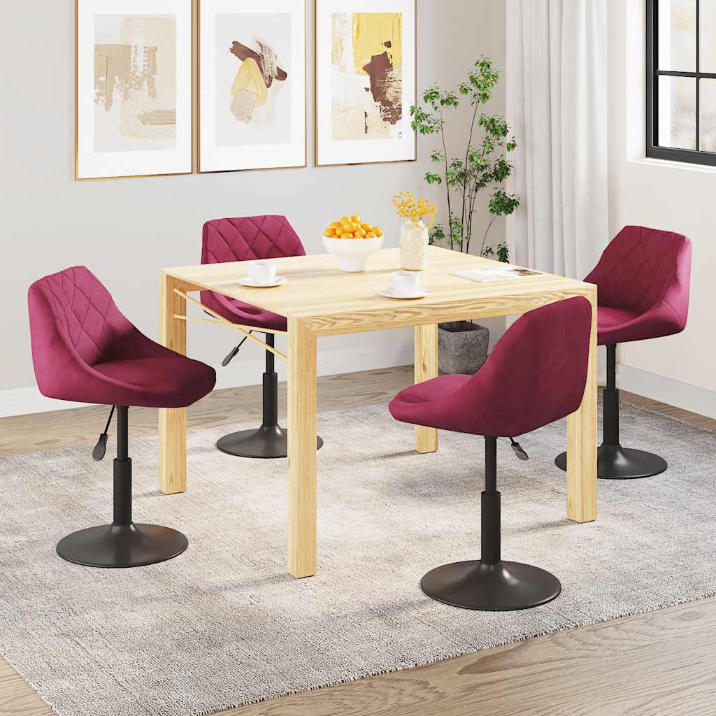 Eetkamerstoelen draaibaar 4 st fluweel wijnrood