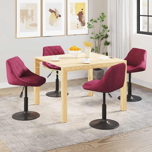 Eetkamerstoelen draaibaar 4 st fluweel wijnrood