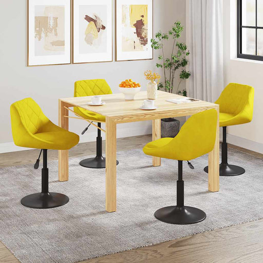Eetkamerstoelen draaibaar 4 st fluweel mosterdgeel