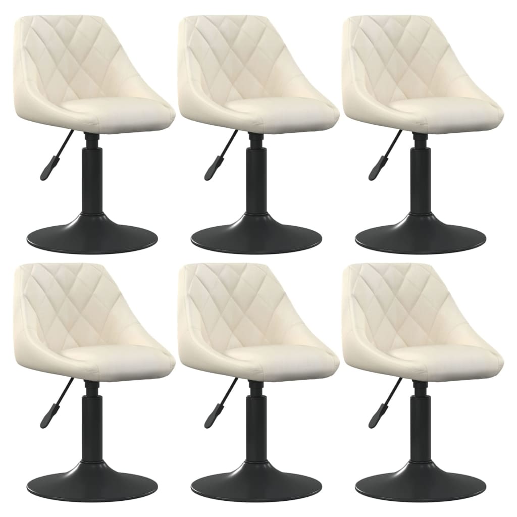 Eetkamerstoelen draaibaar 6 st fluweel crèmekleurig