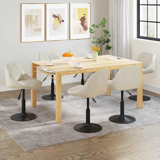 Eetkamerstoelen draaibaar 6 st fluweel crèmekleurig