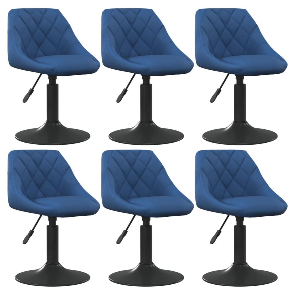 Eetkamerstoelen draaibaar 6 st fluweel blauw