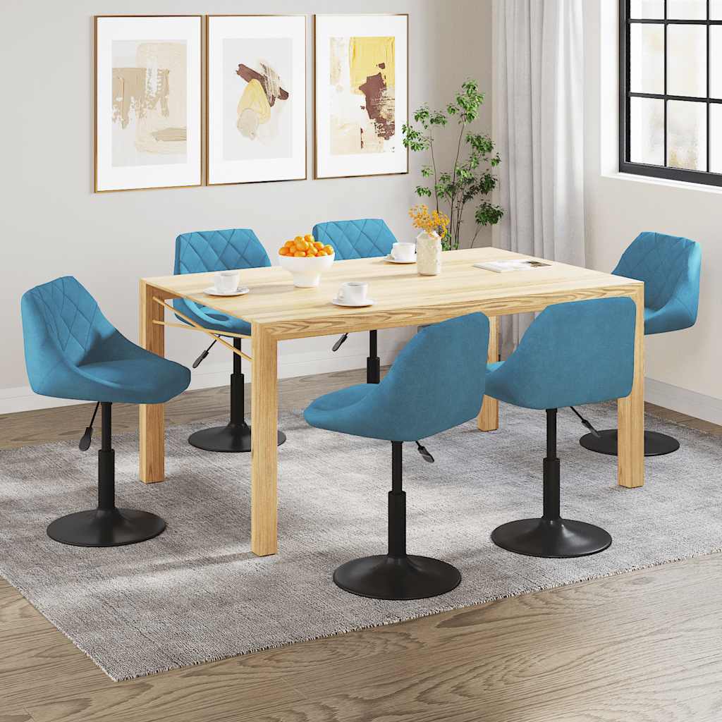 Eetkamerstoelen draaibaar 6 st fluweel blauw