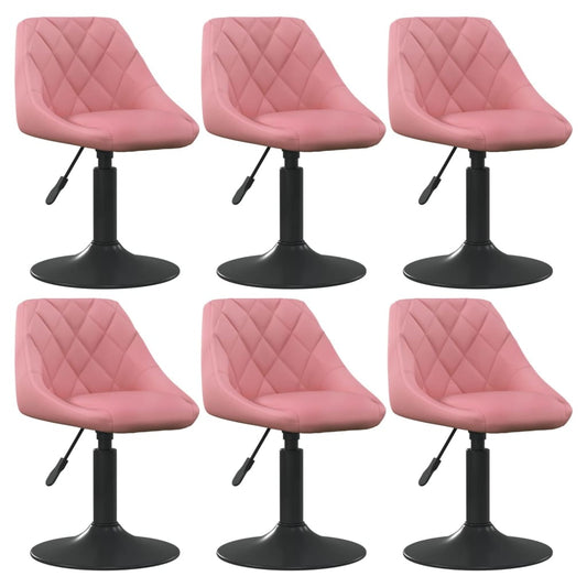 Eetkamerstoelen draaibaar 6 st fluweel roze