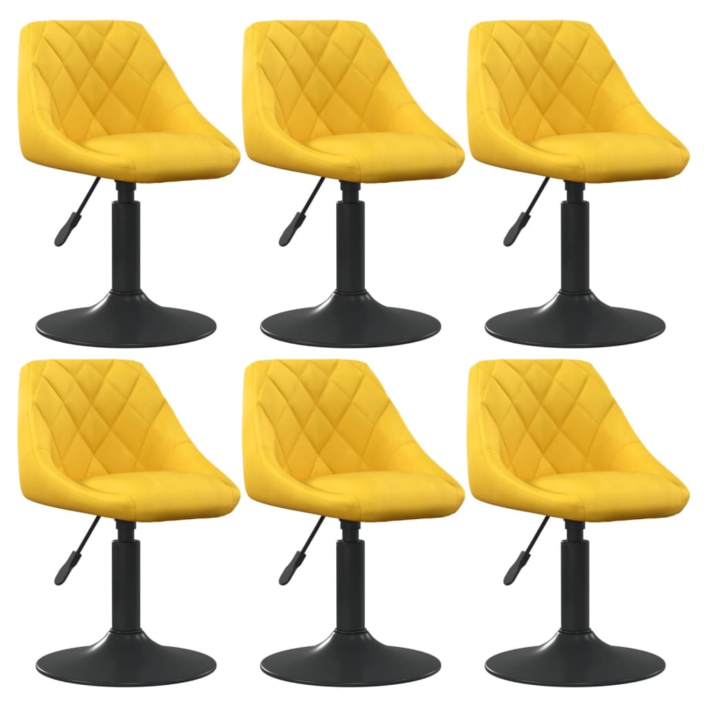 Eetkamerstoelen draaibaar 6 st fluweel mosterdgeel