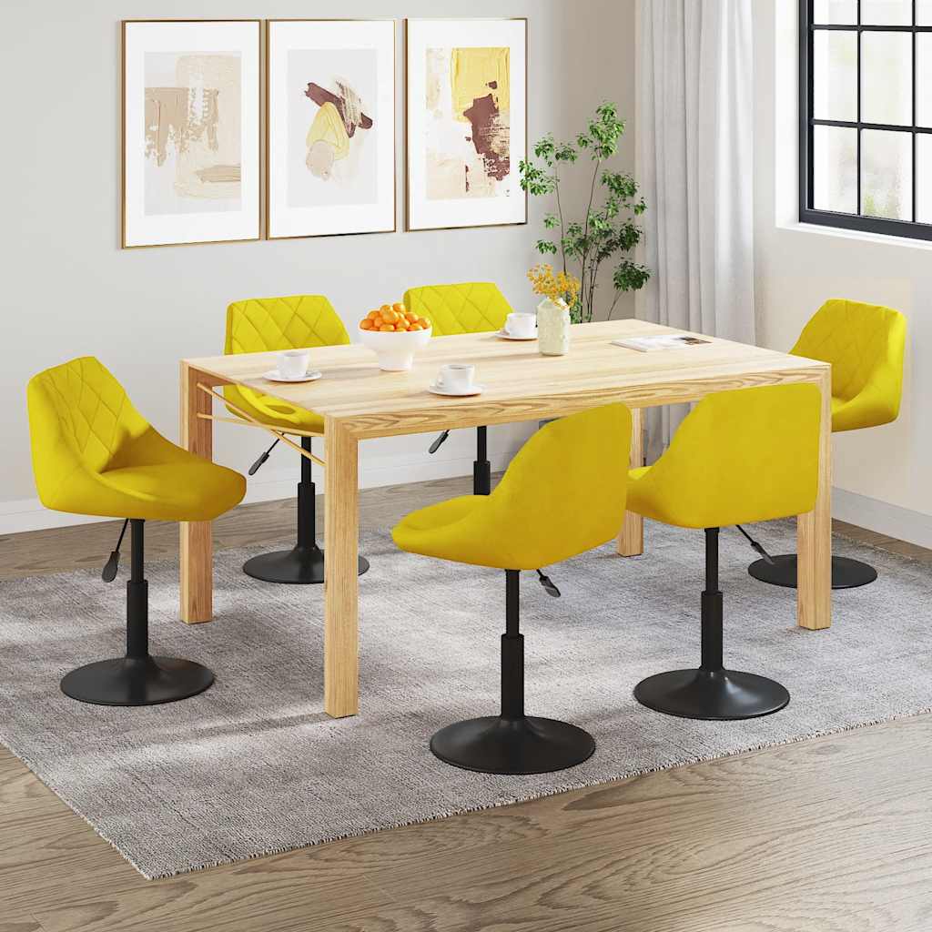 Eetkamerstoelen draaibaar 6 st fluweel mosterdgeel