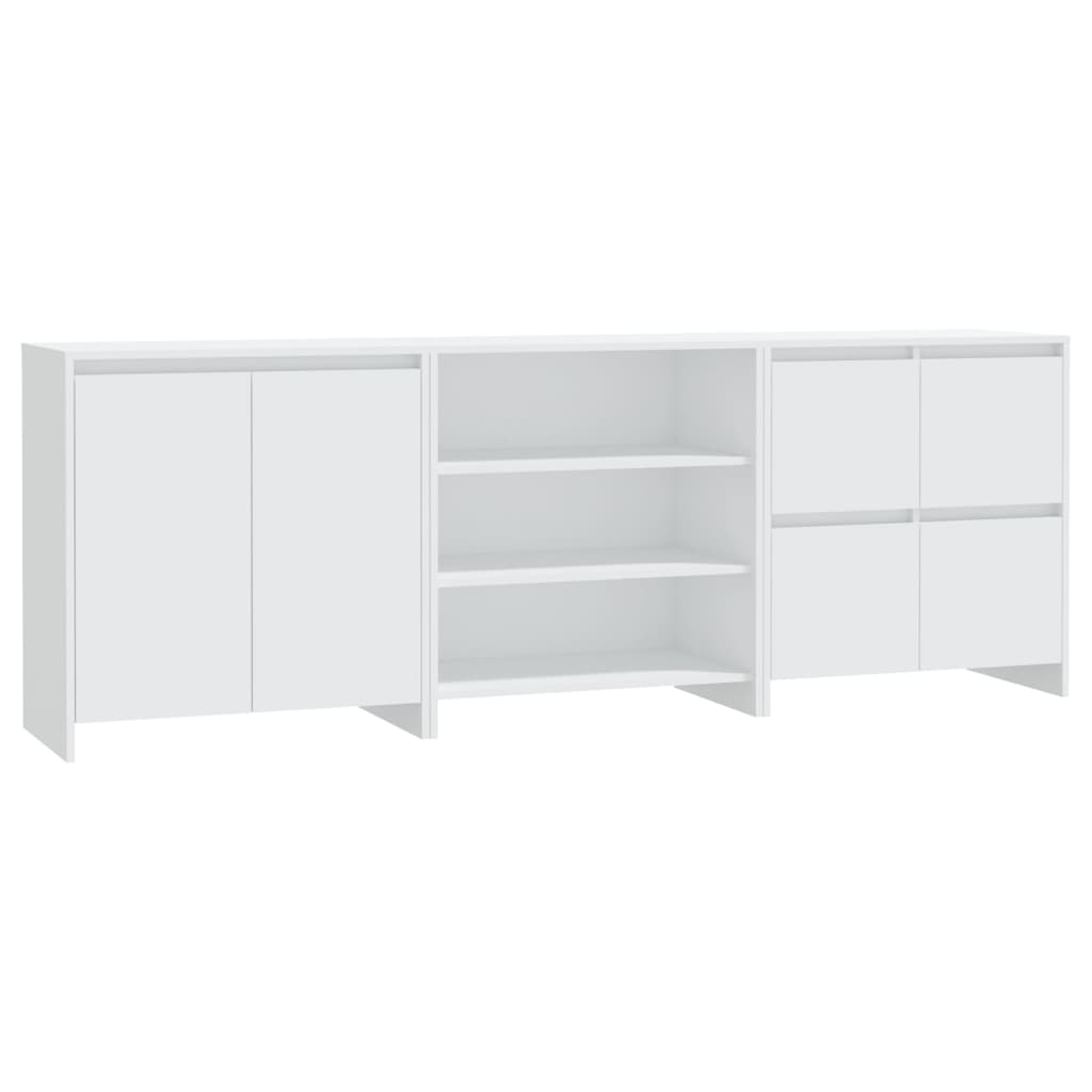 3098073 vidaXL 3 st. Dressoirs bewerkt hout wit (809737+809755+809764)