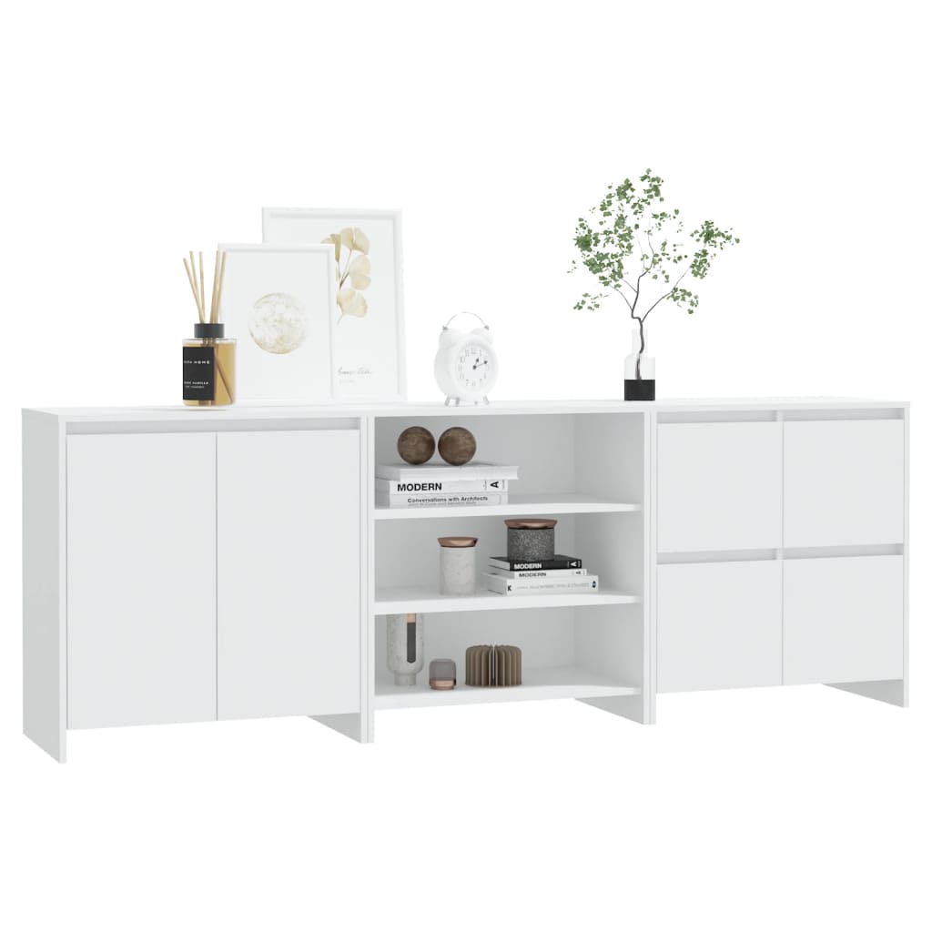 3098073 vidaXL 3 st. Dressoirs bewerkt hout wit (809737+809755+809764)