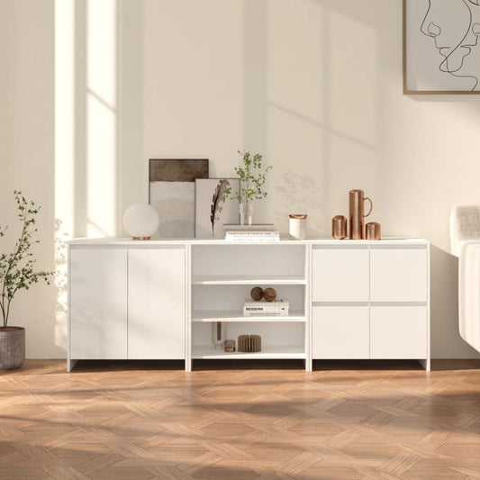 3098073 vidaXL 3 st. Dressoirs bewerkt hout wit (809737+809755+809764)