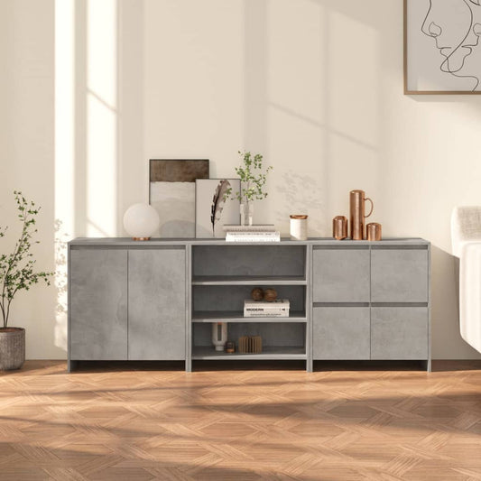 3 st Dressoirs bewerkt hout betongrijs