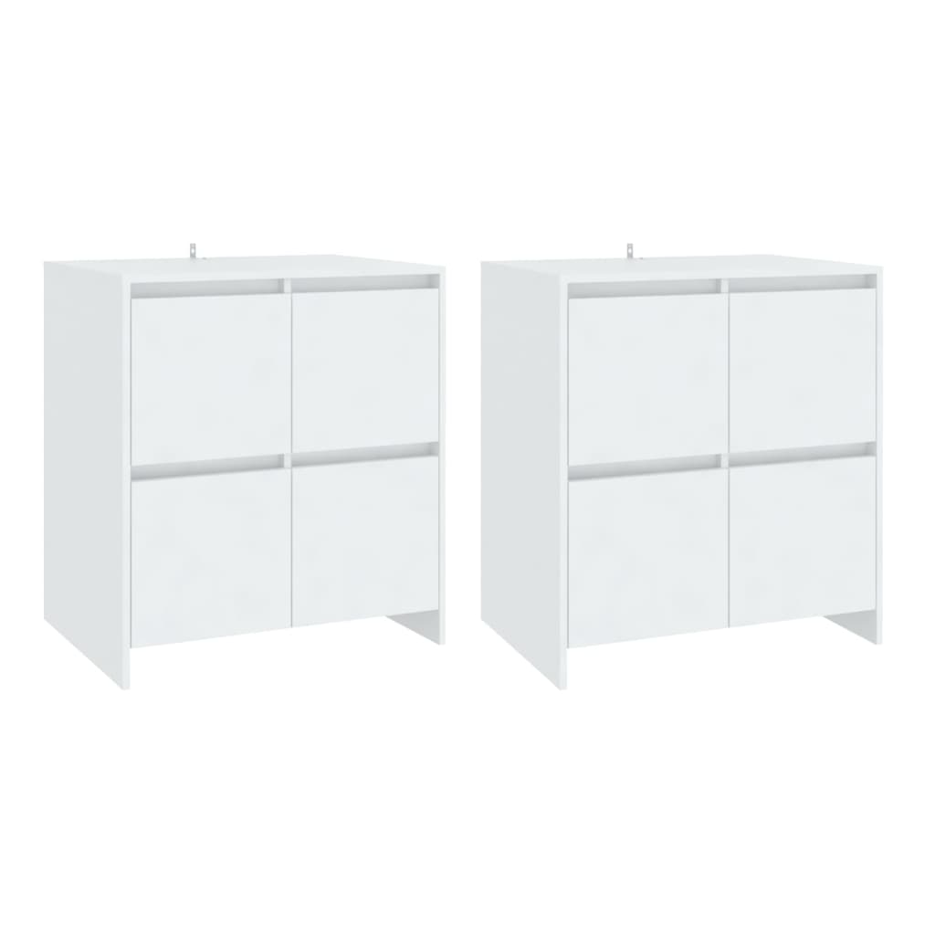 Dressoirs 2 st 70x41x75 cm bewerkt hout wit