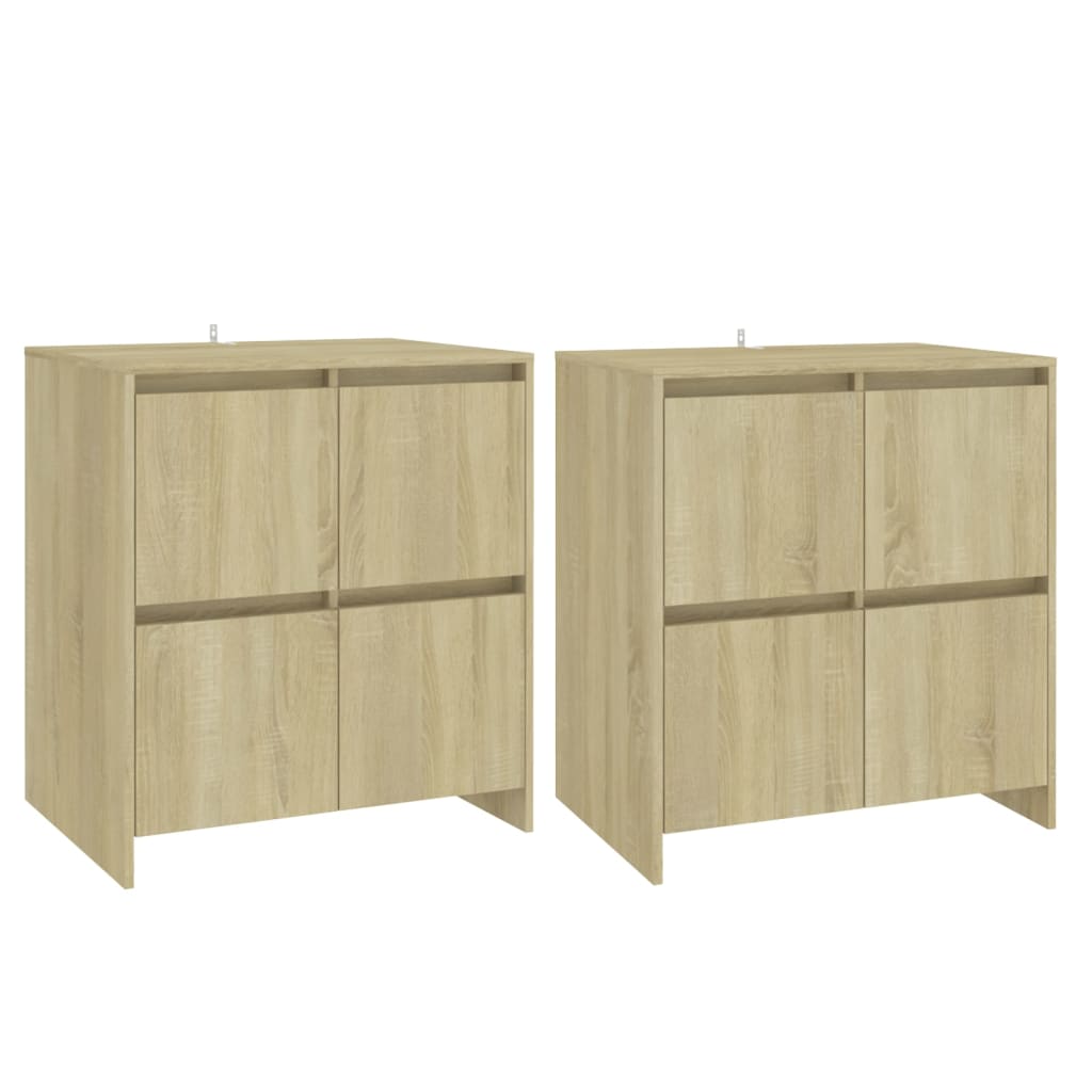 Dressoirs 2 st 70x41x75 cm bewerkt hout sonoma eikenkleurig